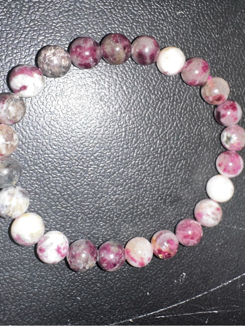 Pink Tourmaline Beaded Gemstone Stretch Bracelet